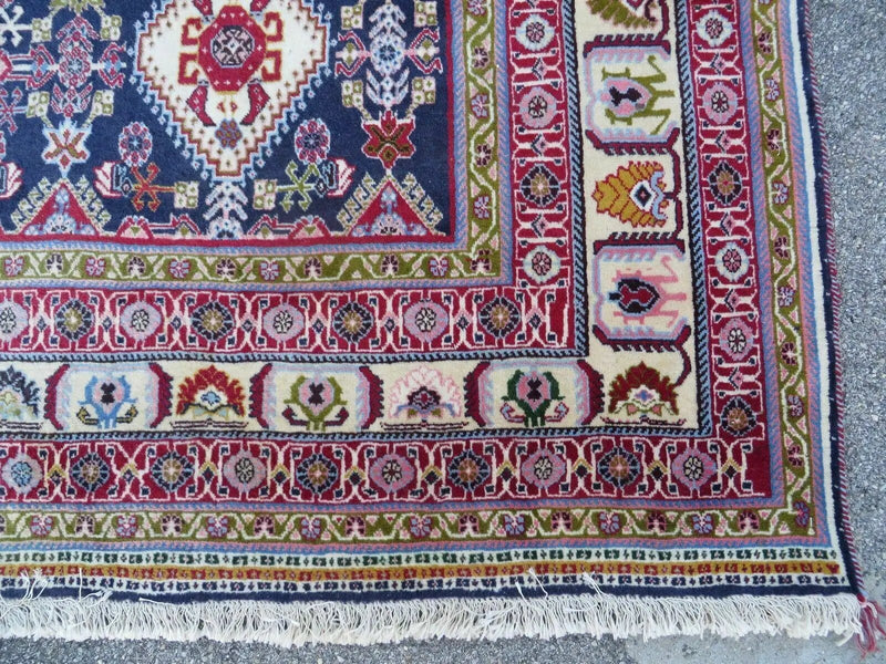 Oversized Persian Shiraz Tribal Rug 13x19, Palace Sized Oriental Carpet, Handmade Hand-Knotted X Large Rug, Red Blue Cream, Allover Herati Pattern by Jewel Rugs
