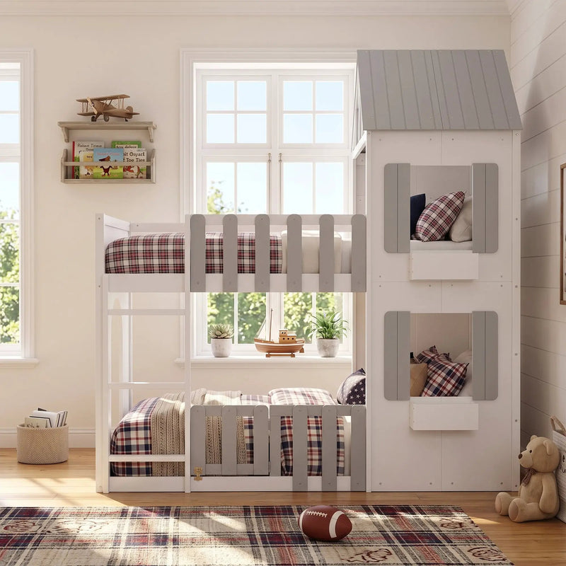 Twin Over Twin House Bunk Bed by HouseOfZazla