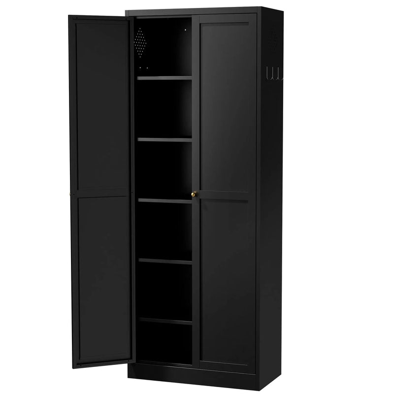 Kitchen Pantry Cabinet With 4 Adjustable Shelves, Heavy Duty Freestanding Organizer by Unique Piece Furniture