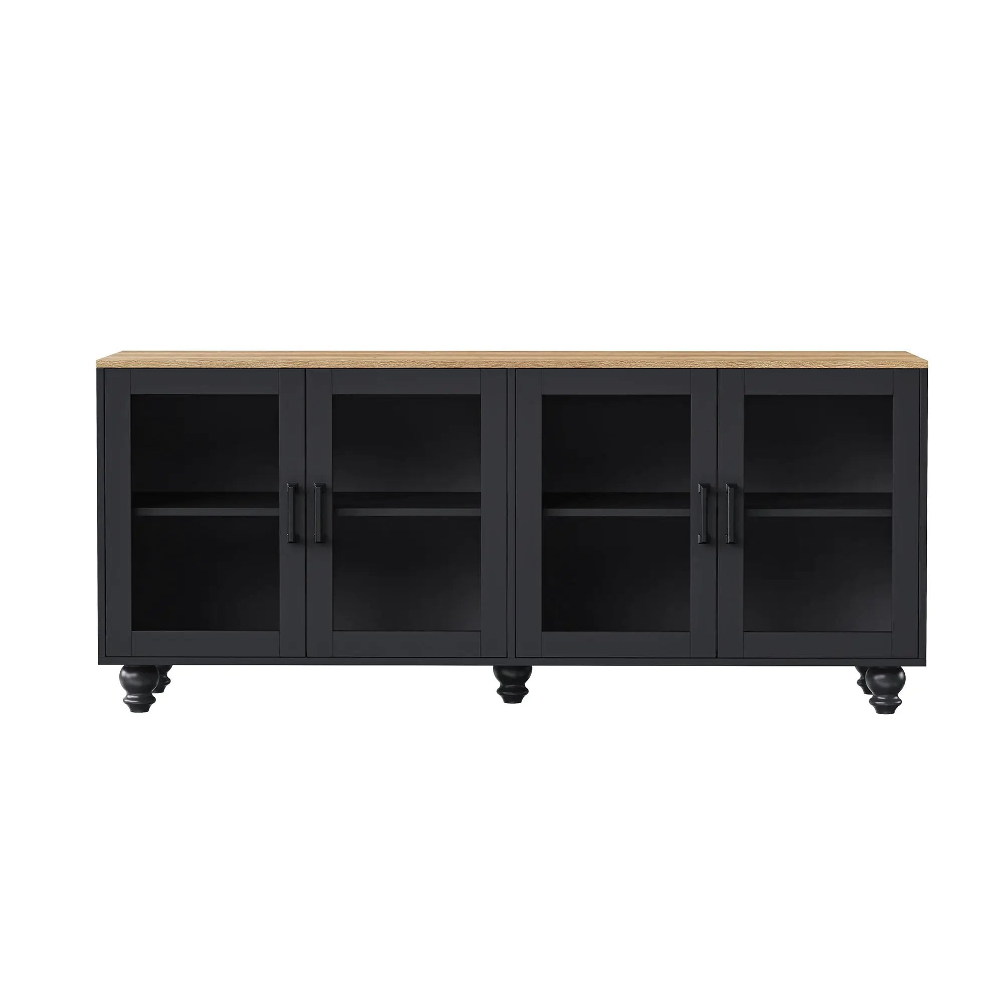 ON-TREND Farmhouse TV Stand with Tempered Glass Doors by HouseOfZazla