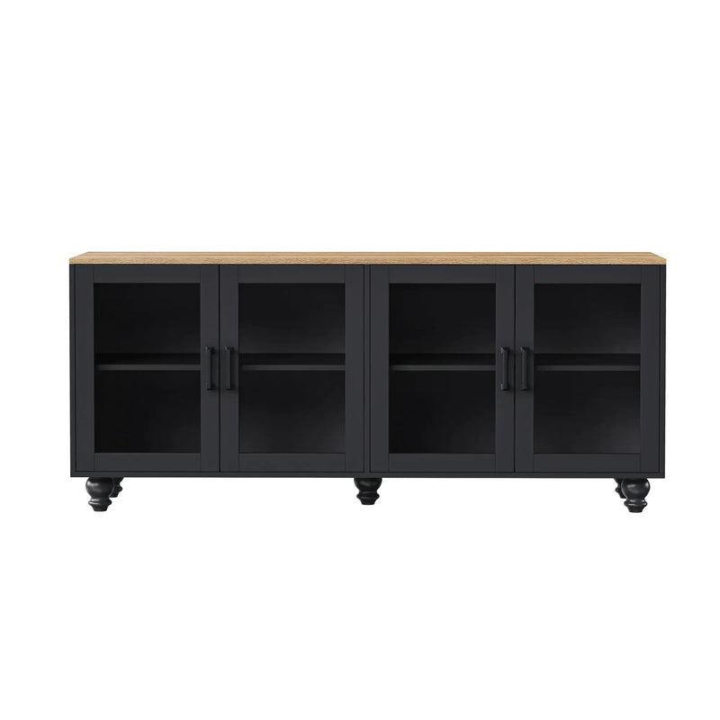 ON-TREND Farmhouse TV Stand with Tempered Glass Doors by HouseOfZazla