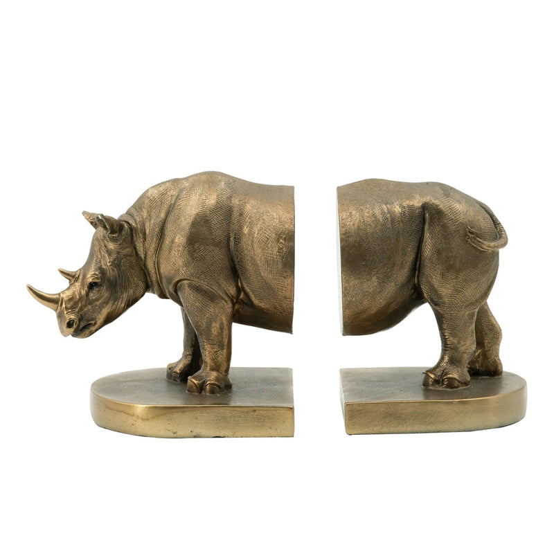 Set of 2 Rhino Bronze Bookends by HouseOfZazla