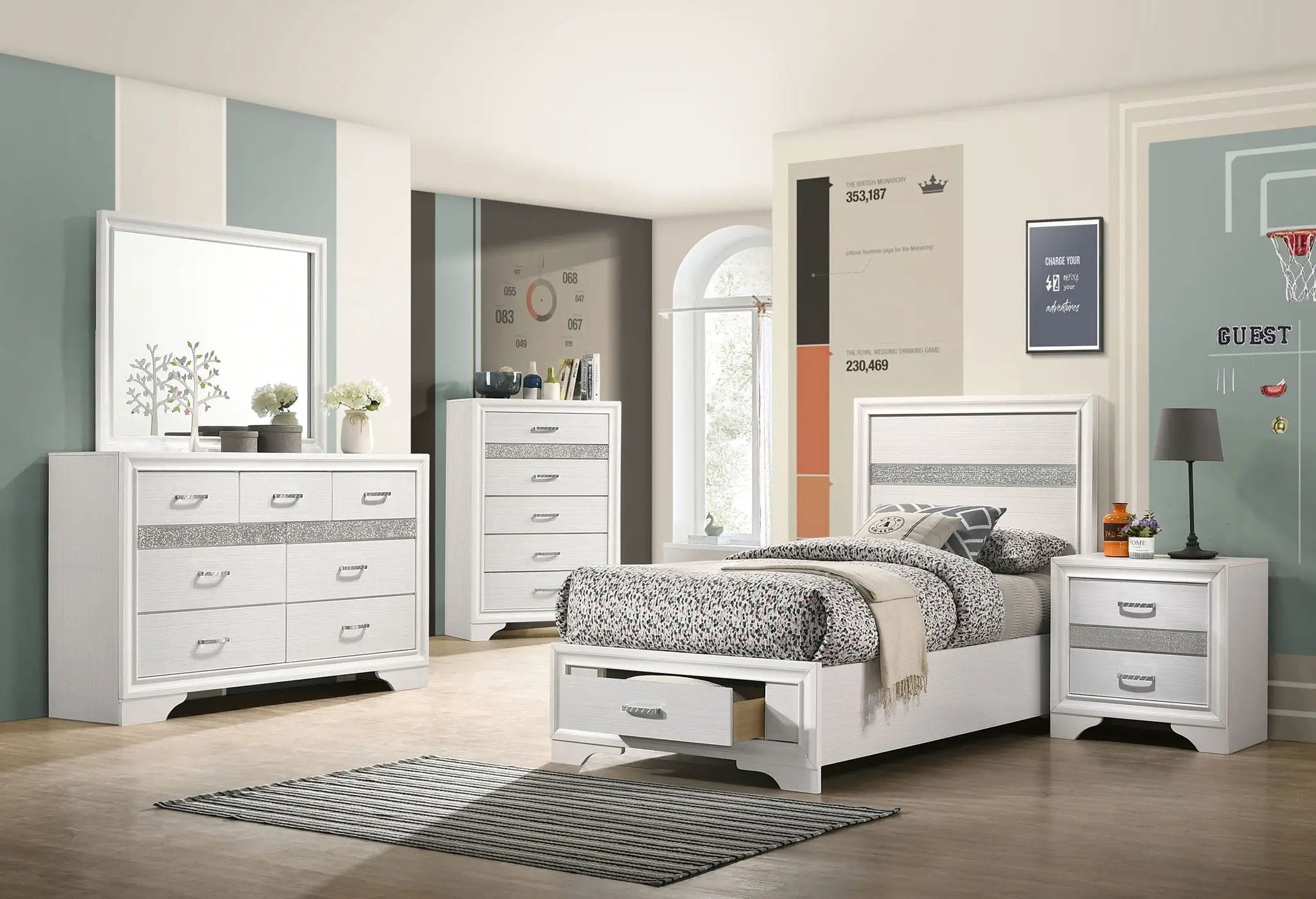 Miranda 5-piece Twin Bedroom Set White by Unique Piece Furniture