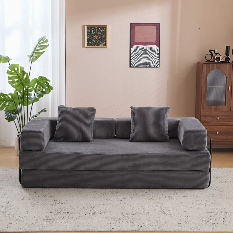 Floor Couch, Convertible Floor Sofa Bed With Pillow Back Support Armrest by HouseOfZazla