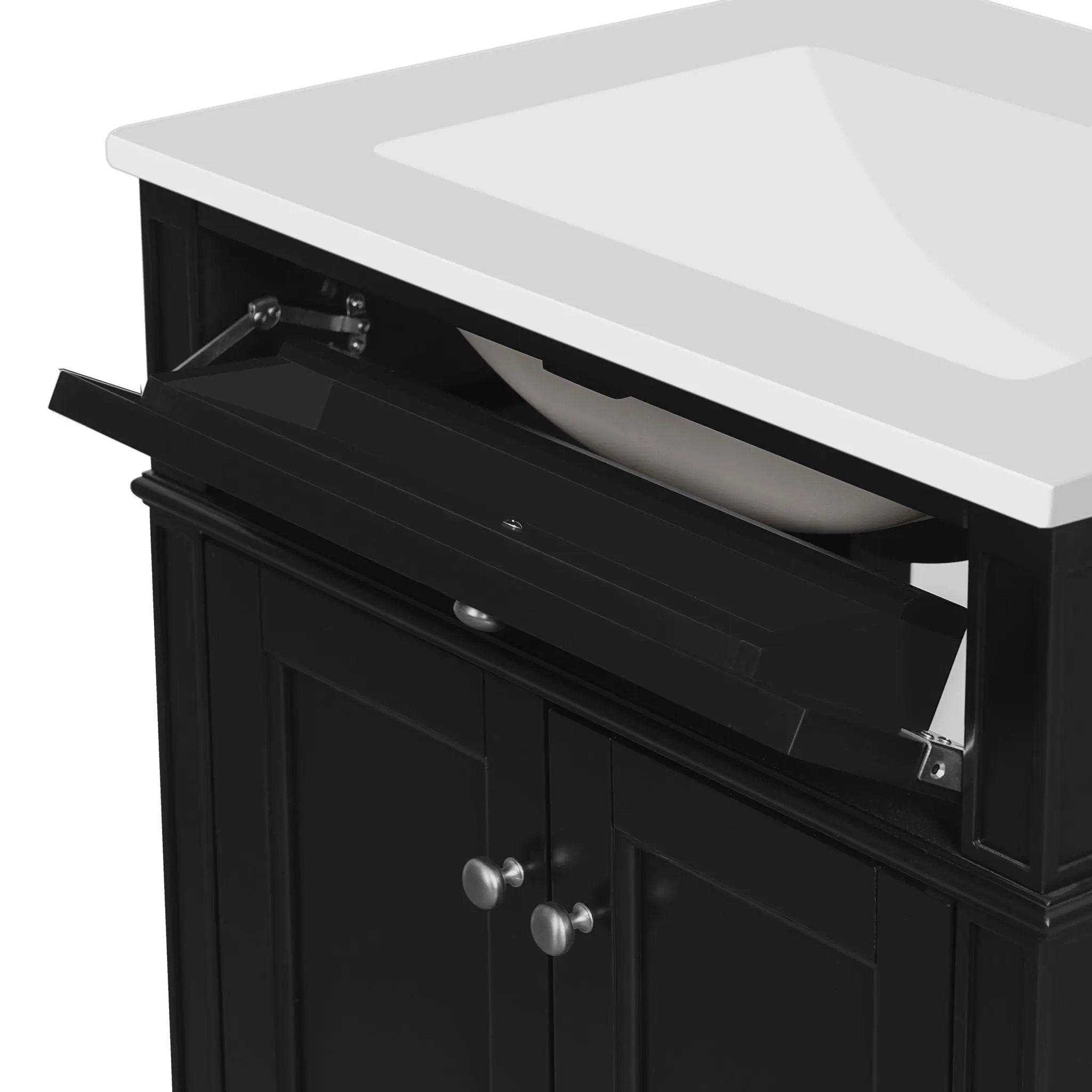 Bathroom Vanity With 2 Doors And Tip Out Drawer, Soft Closing Hinges