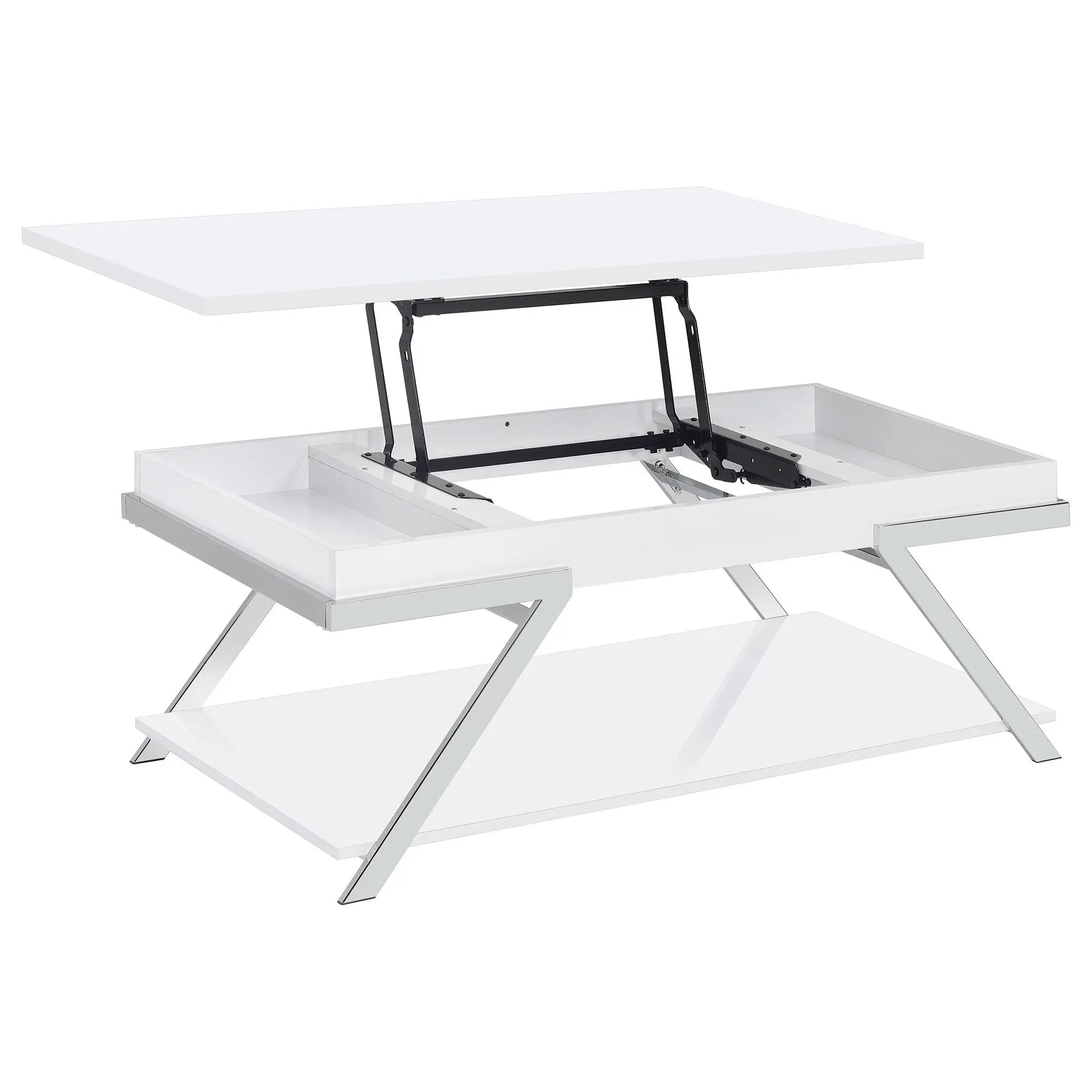 Briana - 2 Piece Coffee And End Table Set With Lift Top Legs - Gloss White