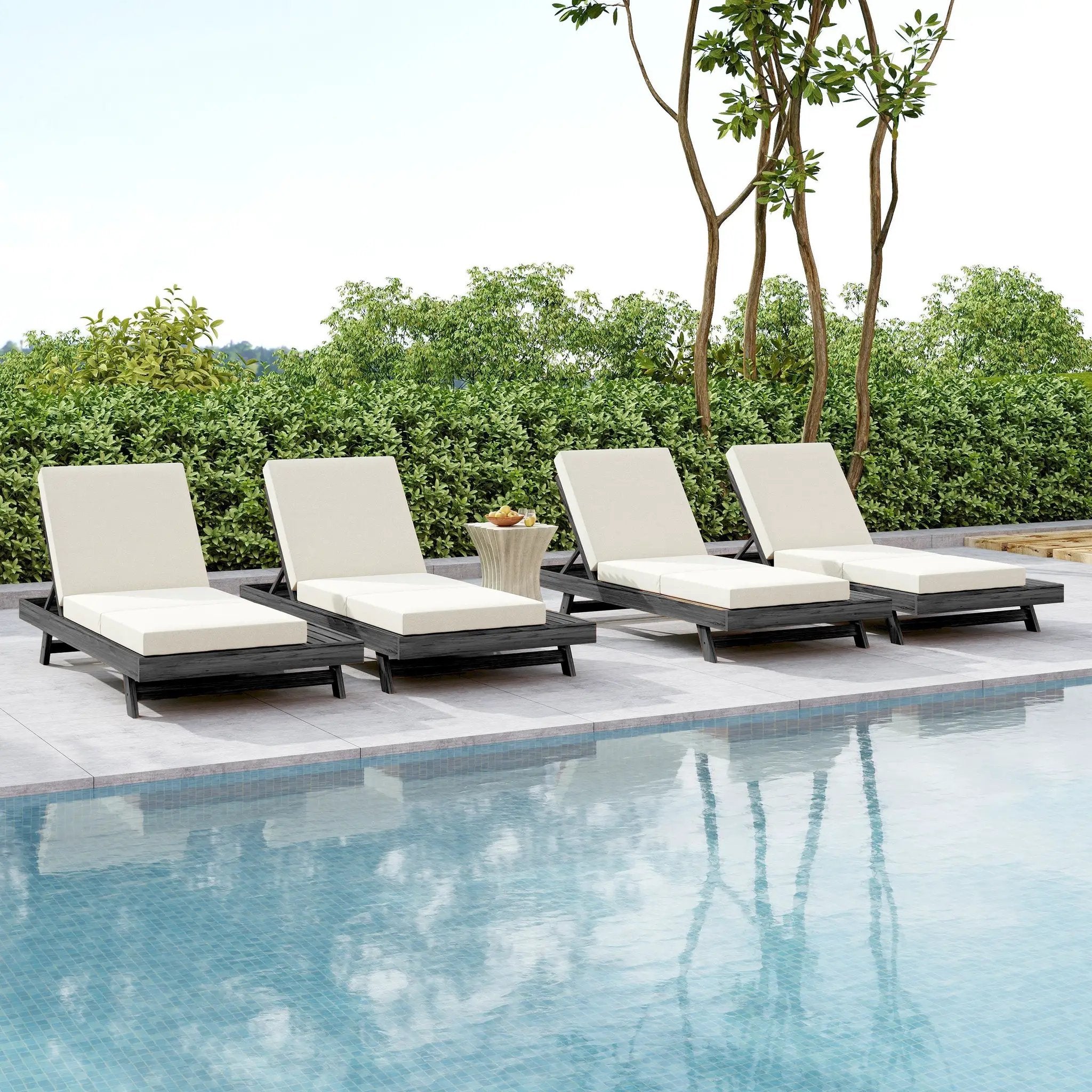 Lounge Chaise Set, Space Available On One Side, Acacia Solid Wood by HouseOfZazla