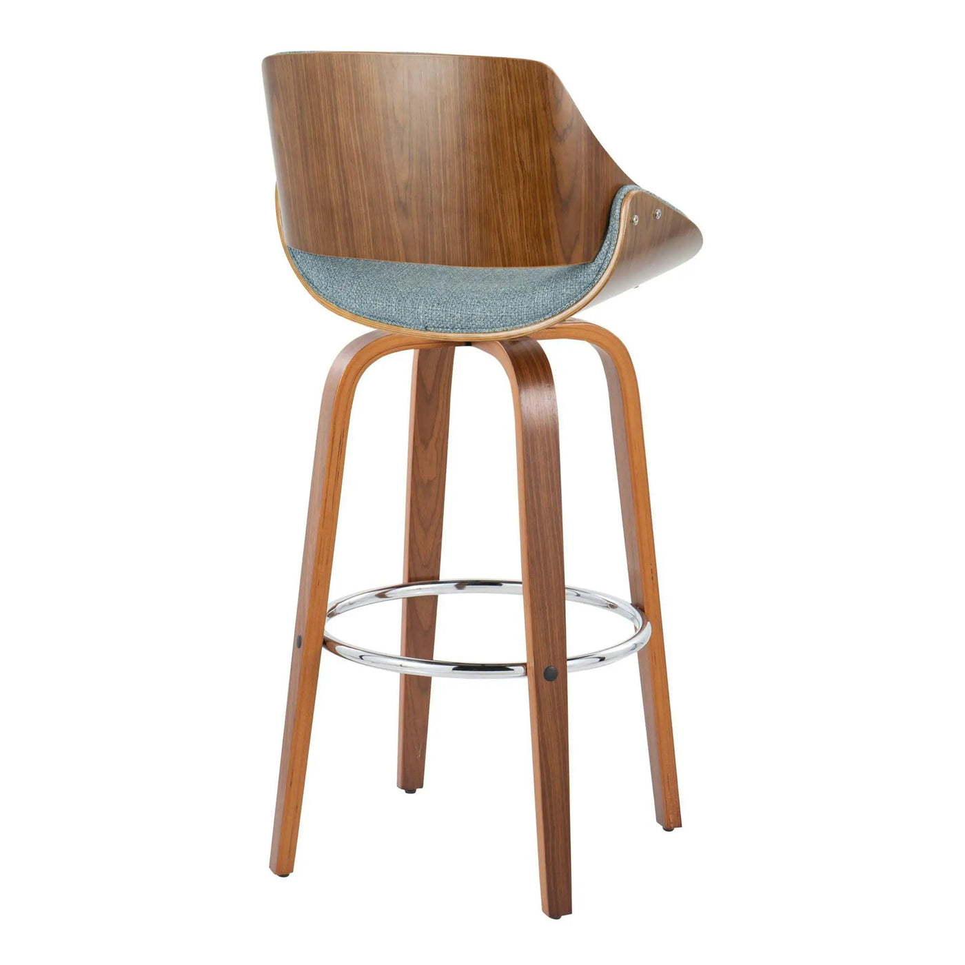 Fabrizzi - Mid Century Modern Fixed Height Barstool With Swivel With Round Footrest (Set of 2) by HouseOfZazla