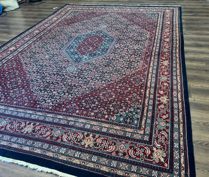 Indo Persian Bidjar Rug 9x12 Wool Handmade Carpet Dark Blue by Jewel Rugs