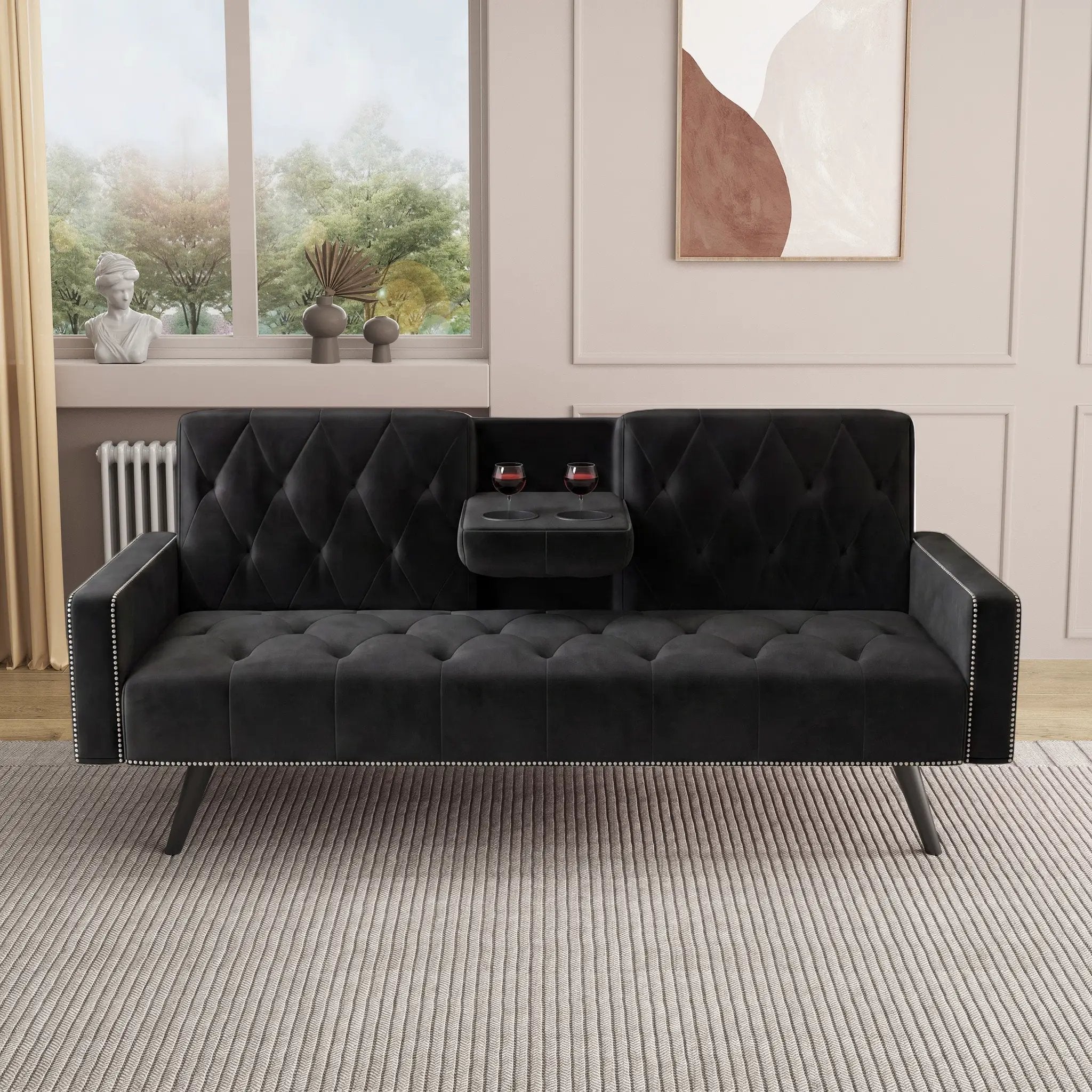 1730 Sofa Bed Armrest with Nail Head Trim by HouseOfZazla