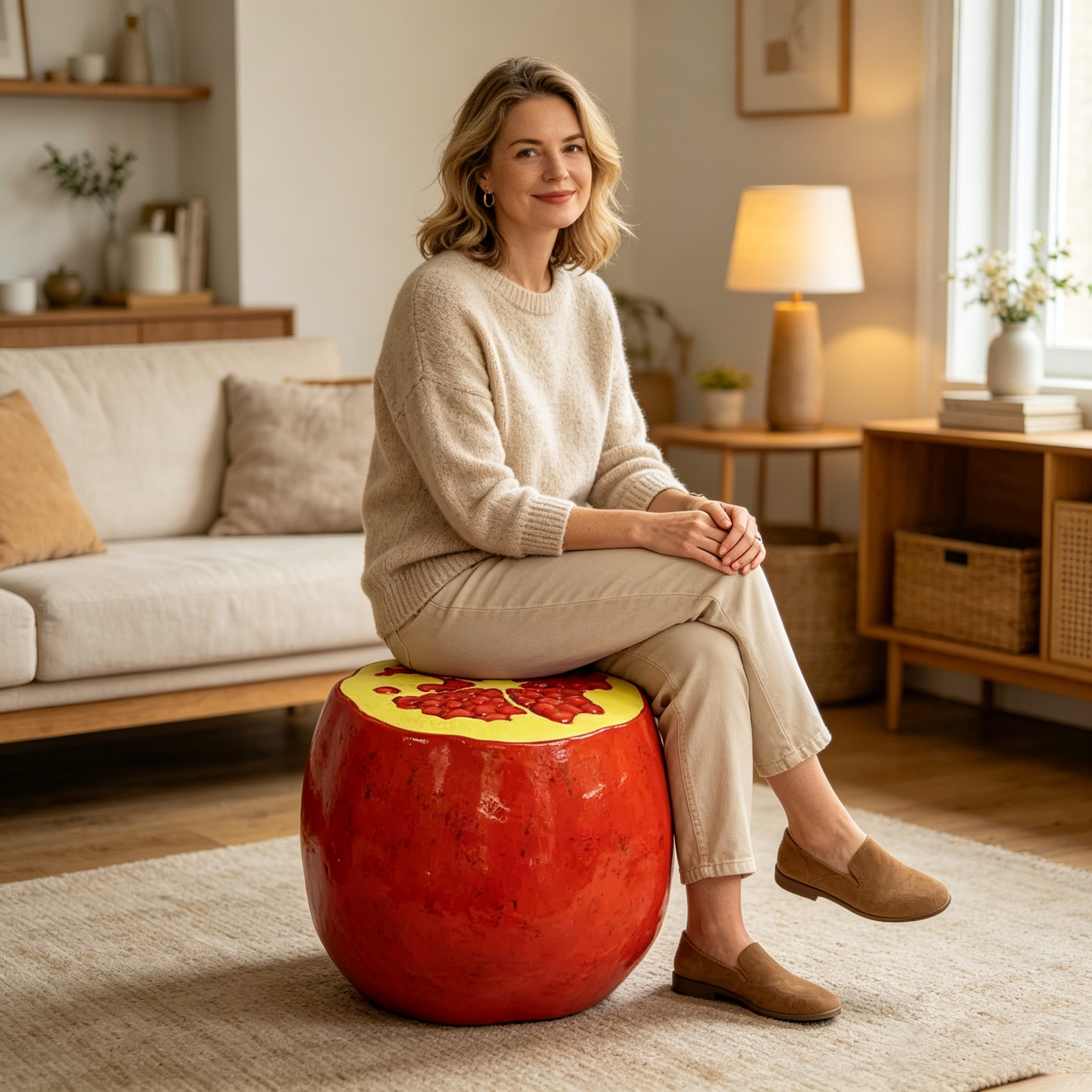 Pomegranate Resin Stool - Multi-Purpose Indoor & Outdoor Decor by HouseOfZazla