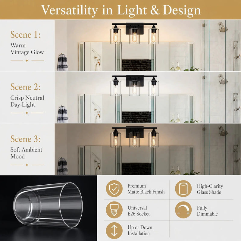 3-Light Matte Bathroom Vanity Wall Light by HouseOfZazla
