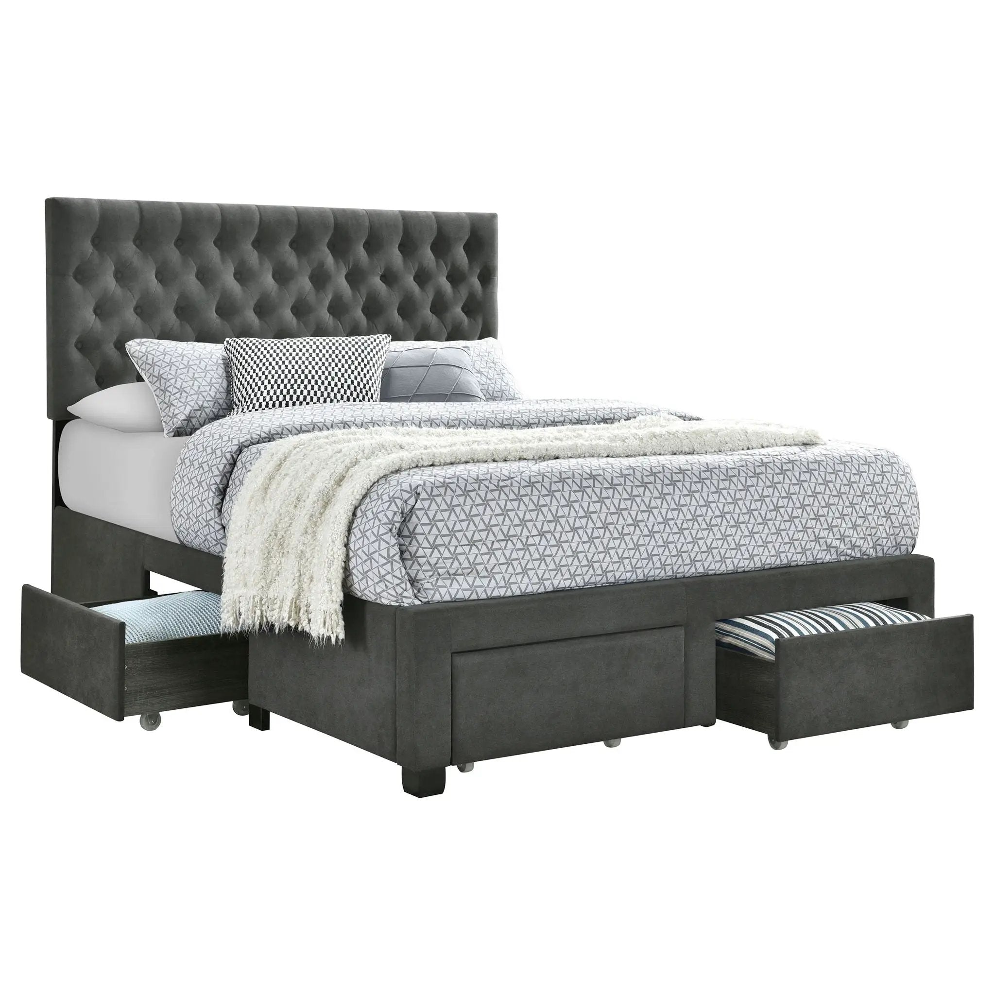 Soledad Upholstered Queen Storage Panel Bed Grey by Unique Piece Furniture