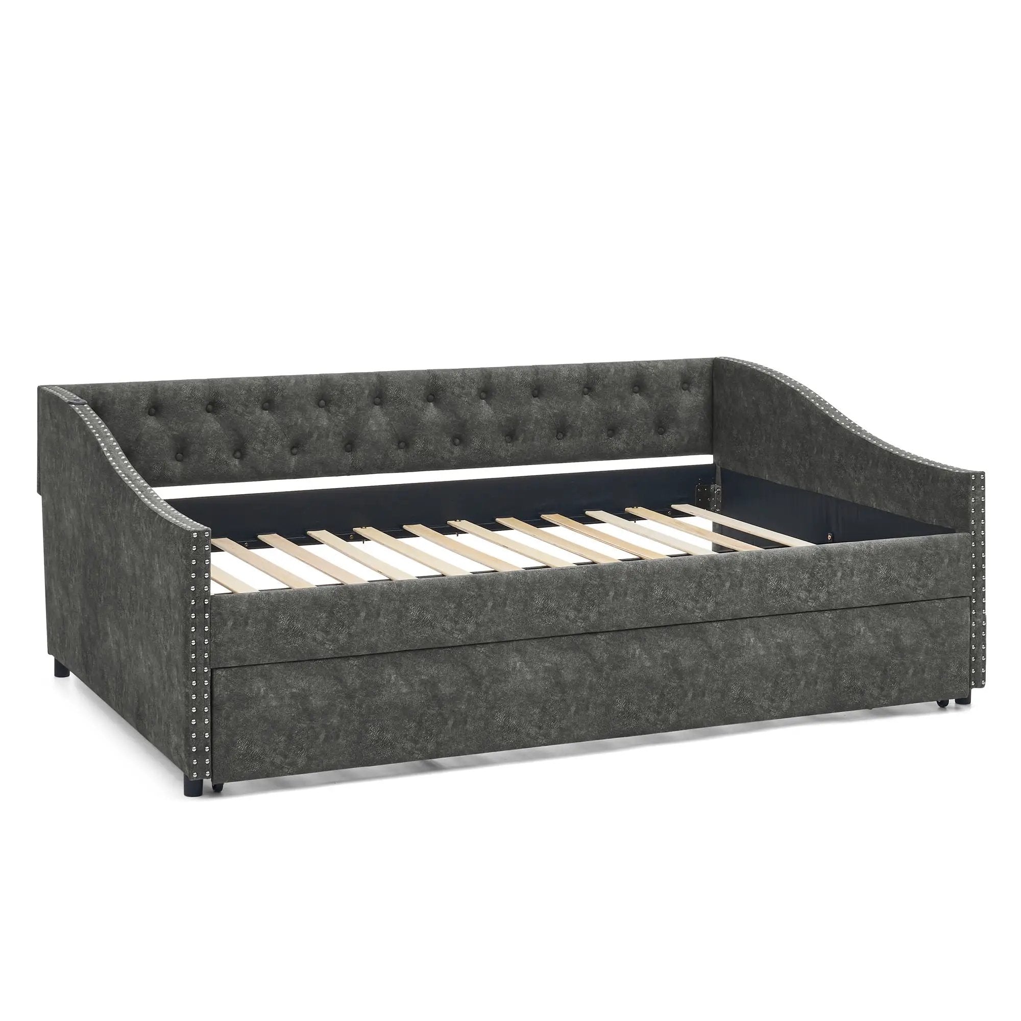 Upholstered Daybed With USB Charging & Pull Out Bed