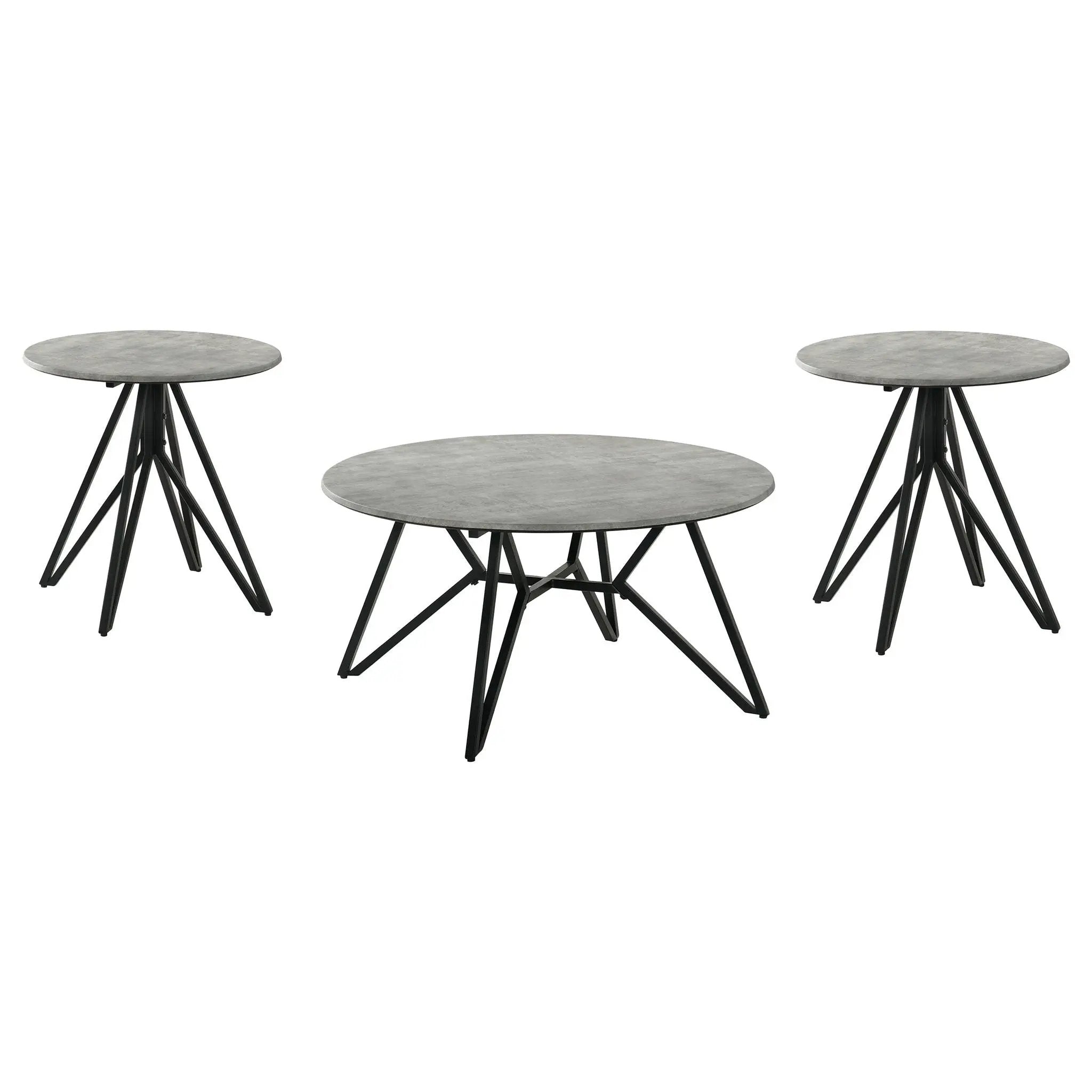 Hadi 3-piece Round SmartTop Coffee and End Table Set Cement by Unique Piece Furniture