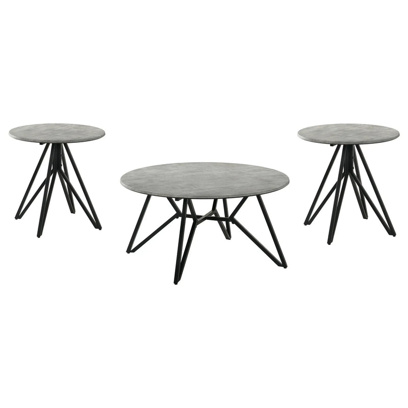 Hadi 3-piece Round SmartTop Coffee and End Table Set Cement by Unique Piece Furniture