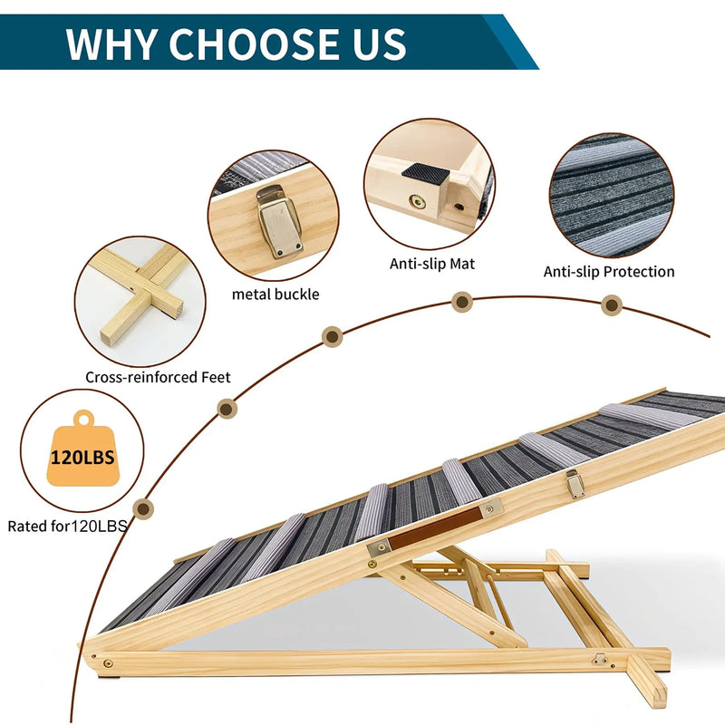 2026 Upgraded Dog Ramp for Couch with Adjustable Heights and Non-Slip Pads by HouseOfZazla