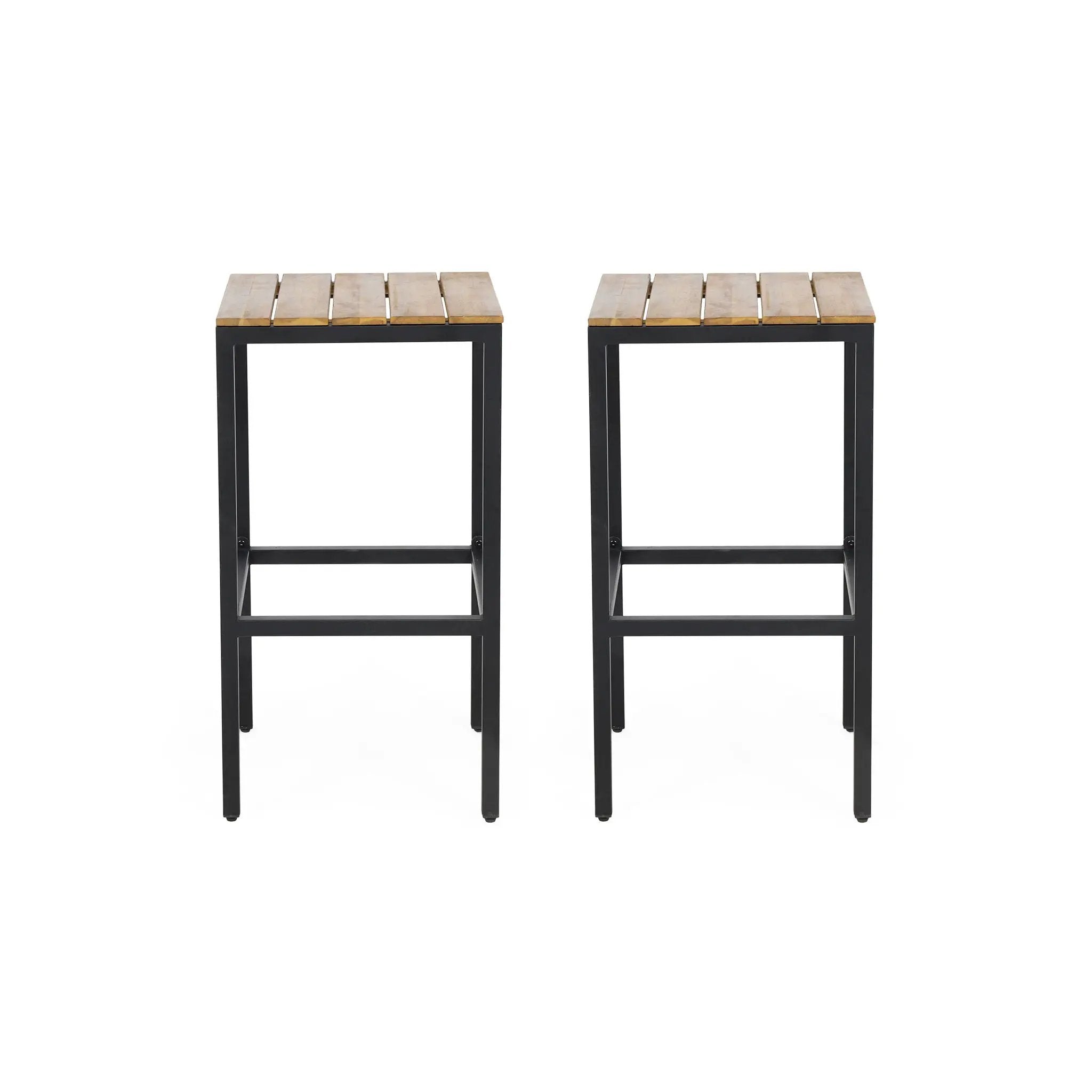 Outdoor Bar Stool With Slat Design And Metal Frame (Set of 2) by HouseOfZazla