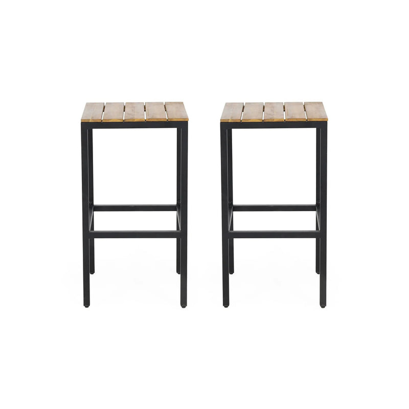 Outdoor Bar Stool With Slat Design And Metal Frame (Set of 2) by HouseOfZazla