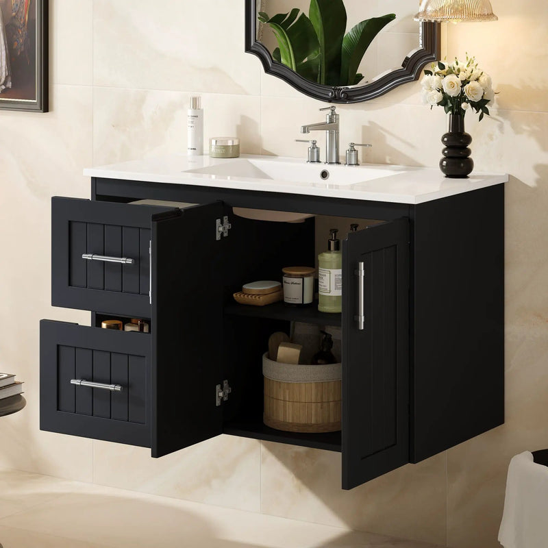 Wall Mounted Bathroom Vanity & Sink, 2 Drawers by Unique Piece Furniture