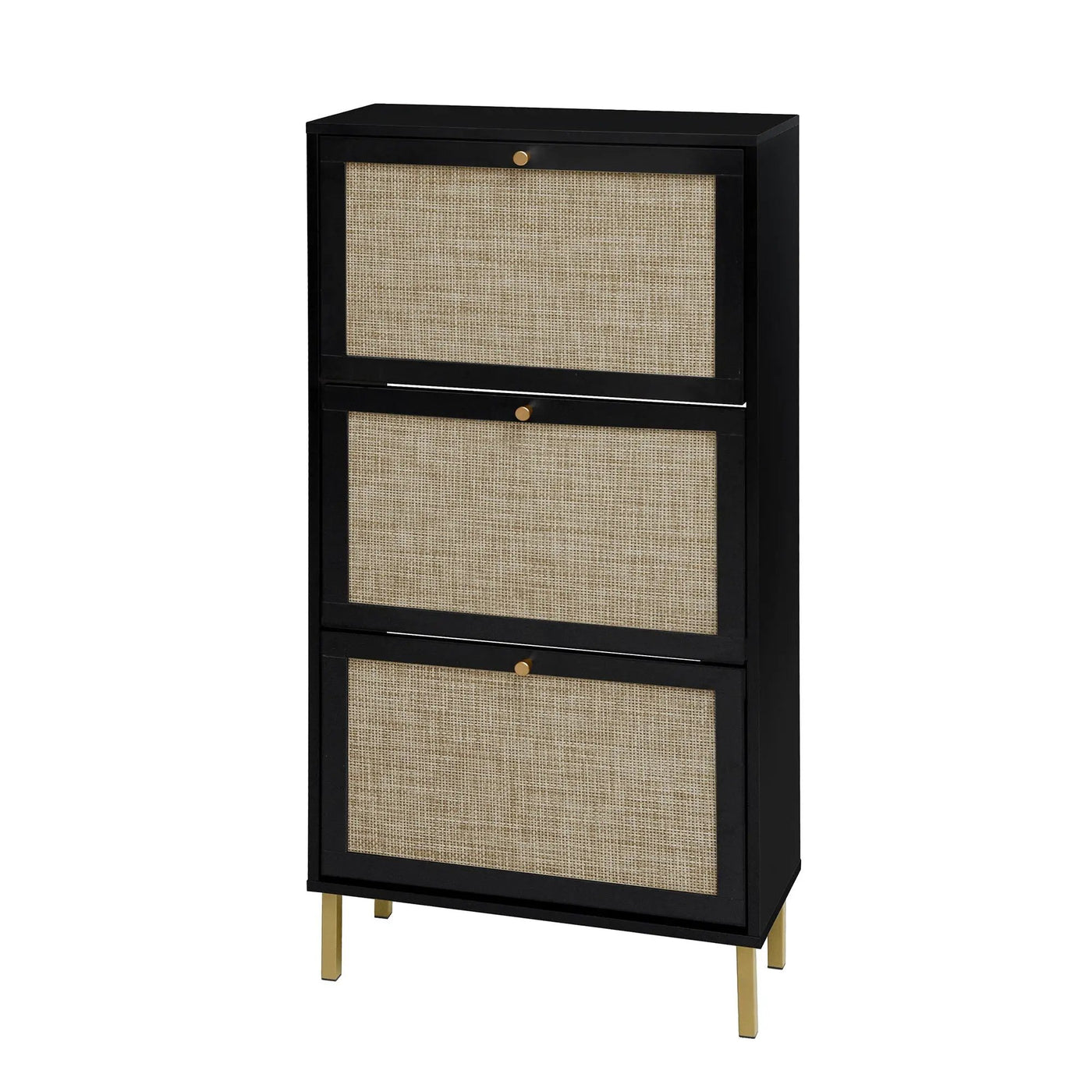 Modern Rattan 3 Door Shoe Rack Cabinet for Entryway by HouseOfZazla
