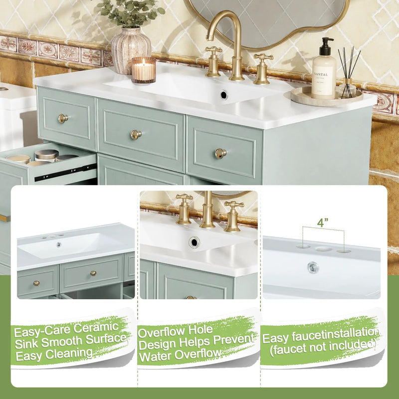 36" Green Bathroom Vanity with Ceramic Sink by HouseOfZazla