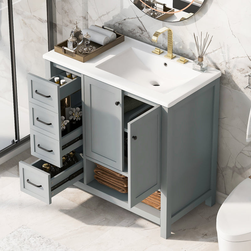36" Bathroom Vanity with Sink Top and Storage Cabinet by HouseOfZazla