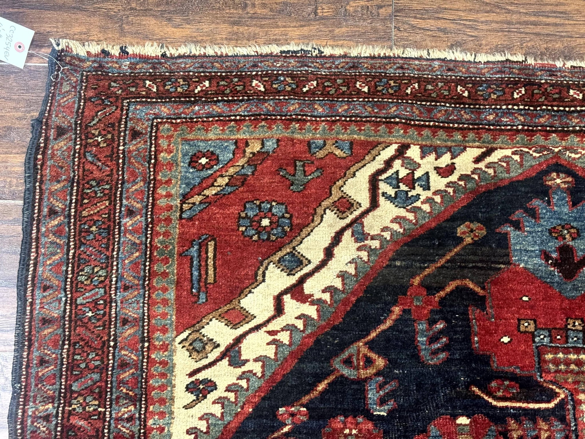 Antique Persian Bidjar Rug 5x6, Navy Blue and Red, Persian Tribal Rug by Jewel Rugs