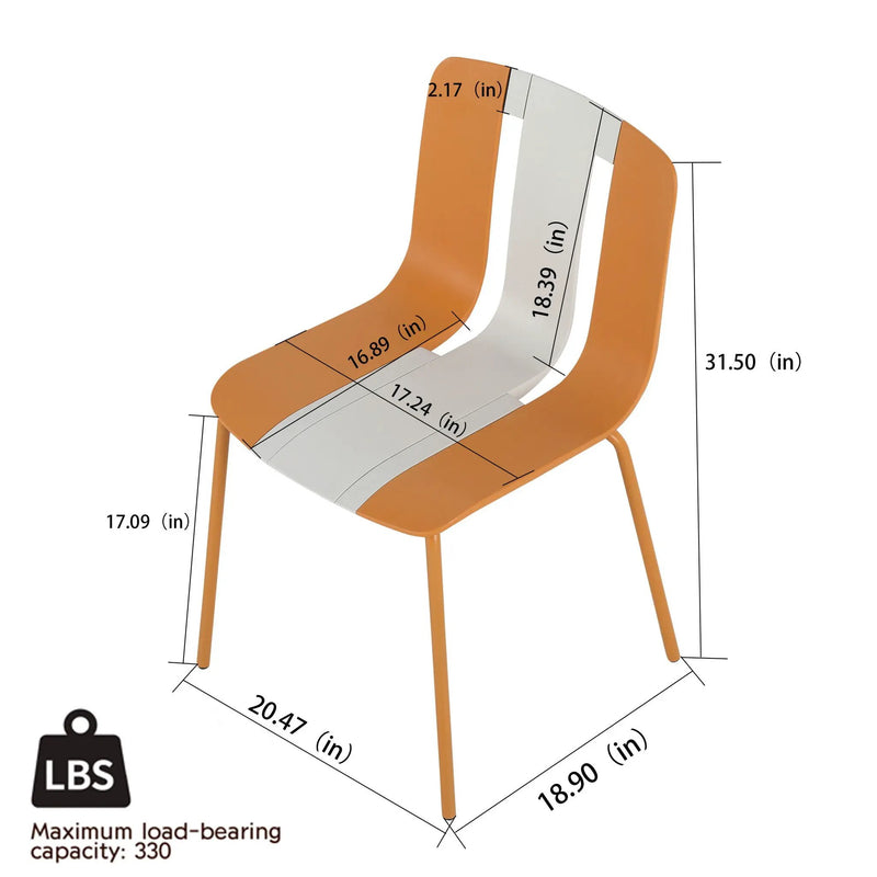 4 Piece Set Of Modern Striped Color- Blocking Single Chairs With Long Table by Unique Piece Furniture