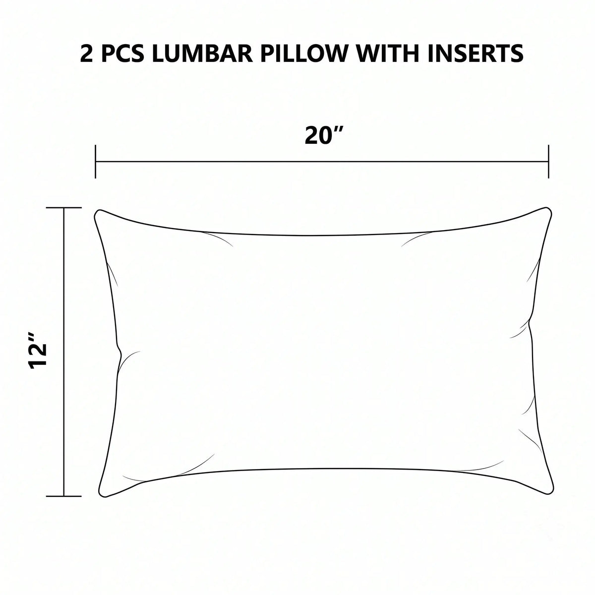 2 Pack Outdoor Lumbar Pillow with Inserts 12x20 Inch by HouseOfZazla