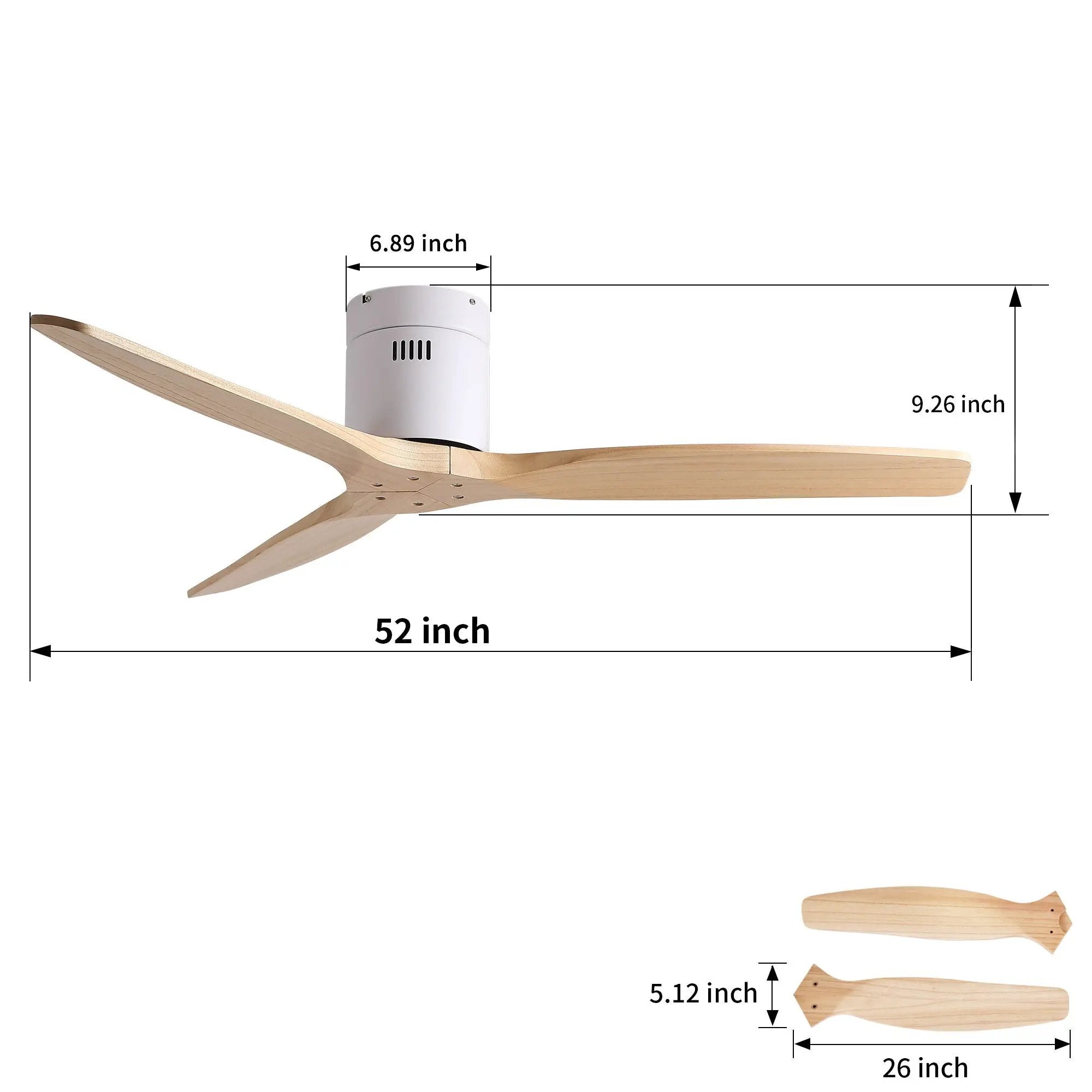 Low Profile Flush Ceiling Fan Without Light - Matte White / White by HouseOfZazla
