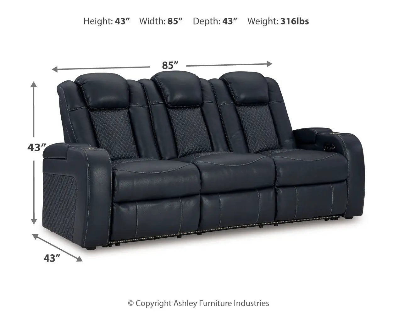 Fyne-dyme - Power Reclining Sofa With Adj Headrest by Unique Piece Furniture