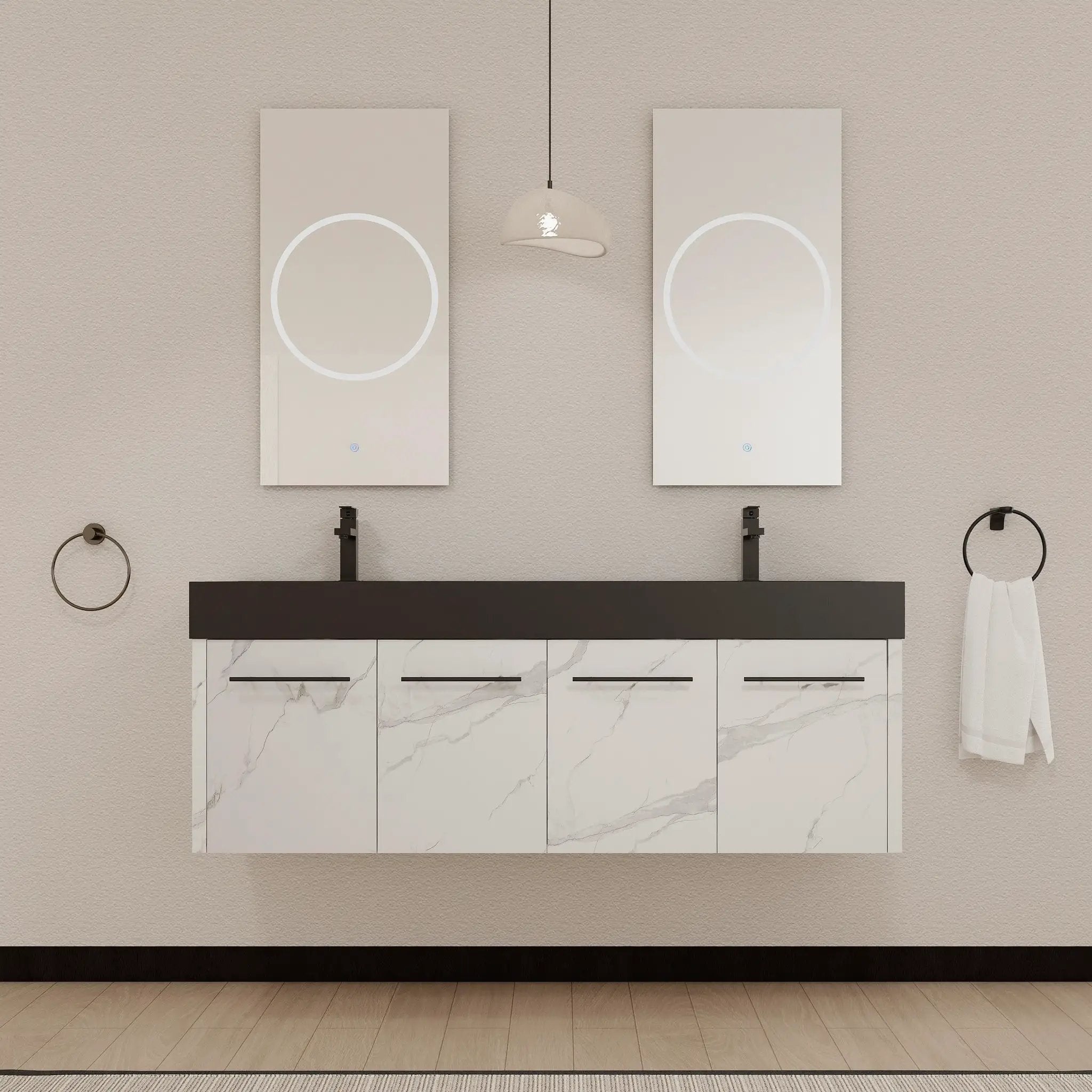 60 Inch Wall-Mounted Bathroom Vanity with Sink by HouseOfZazla