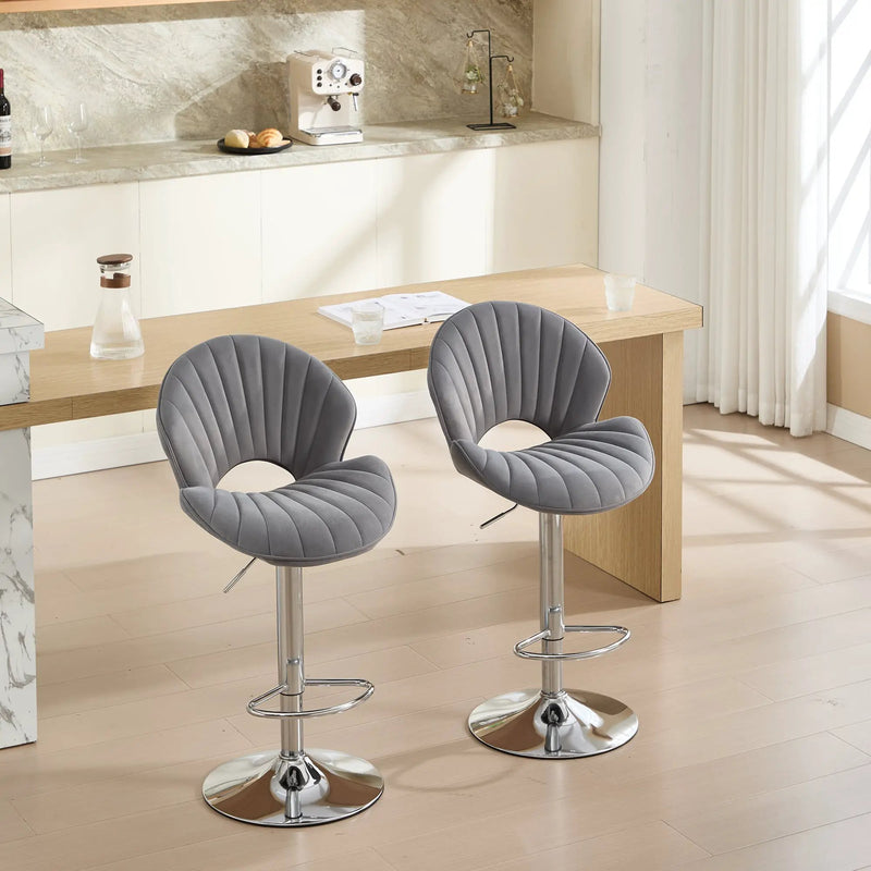 Bar Stools Set of 2 - Adjustable Barstools with Back and Footrest by HouseOfZazla