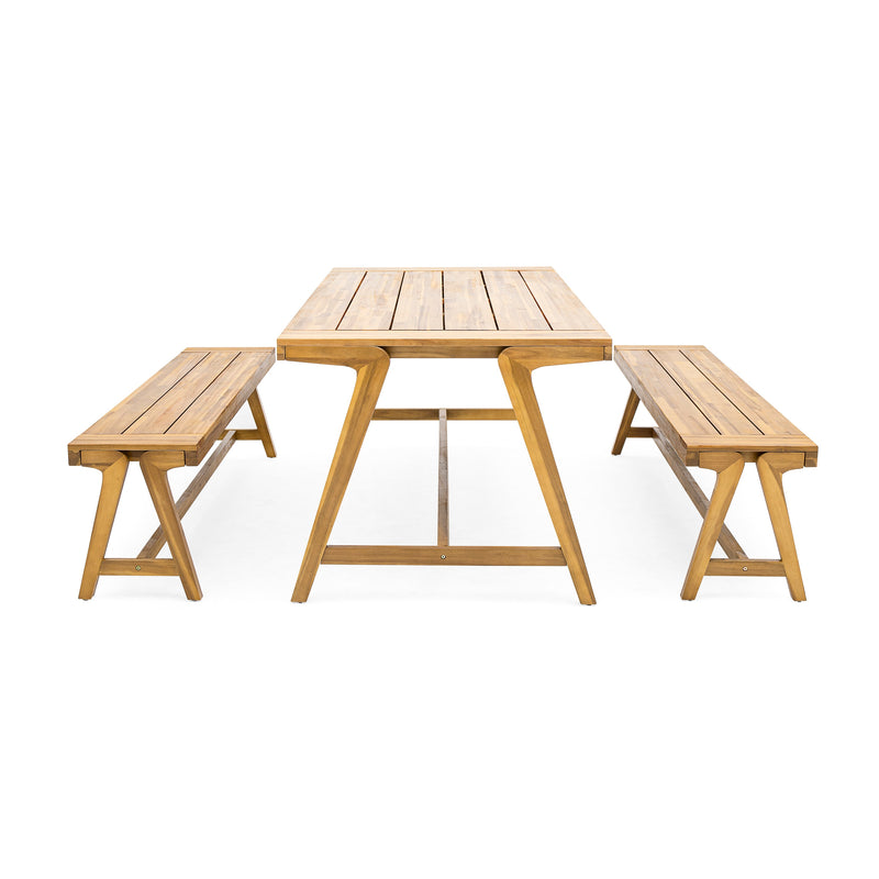 Outdoor 3-Piece Picnic Table Set in Acacia Wood by HouseOfZazla