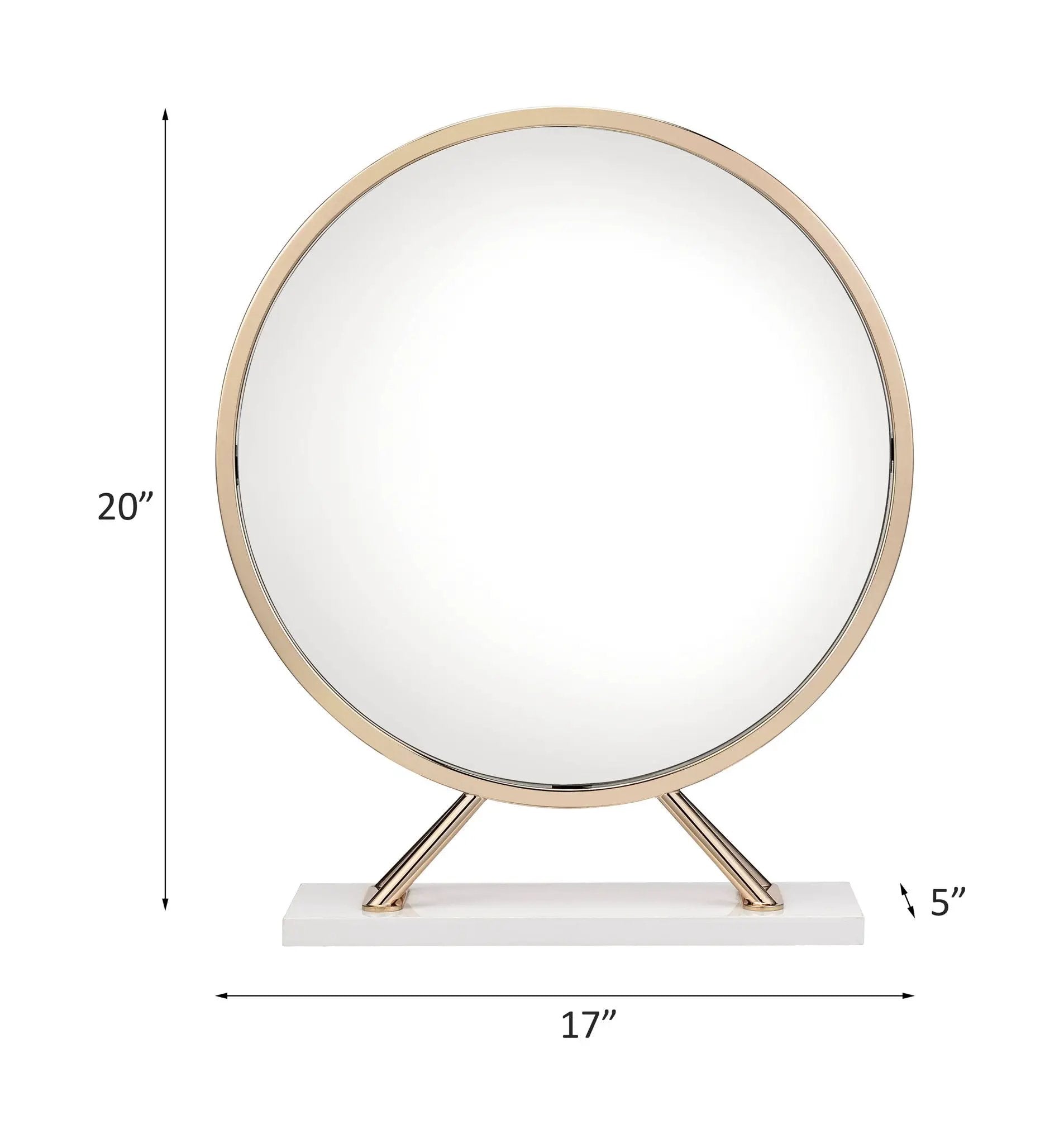 Midriaks - Mirror & Stool - Synthetic Leather , White & Gold by Unique Piece Furniture