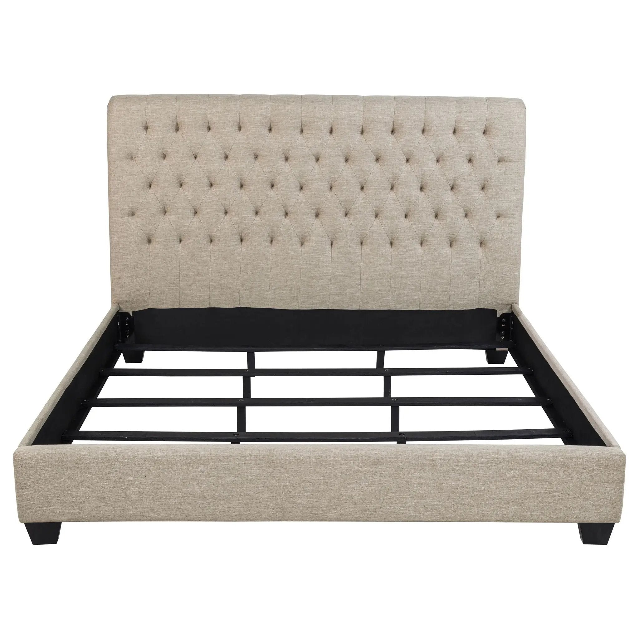 Chloe Upholstered Eastern King Panel Bed Oatmeal by Unique Piece Furniture