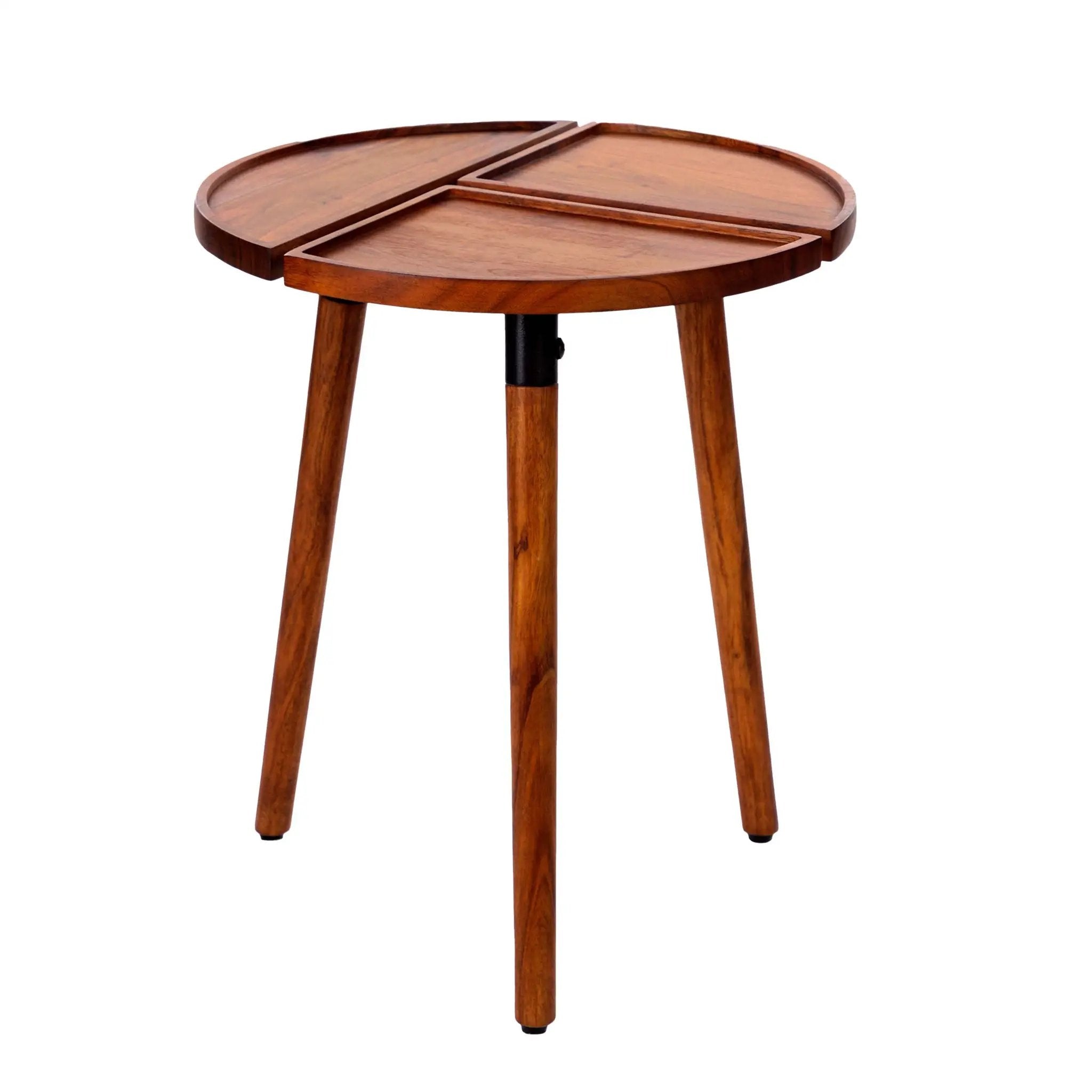 Round Acacia Wood Side Accent Table by BLAKHOM
