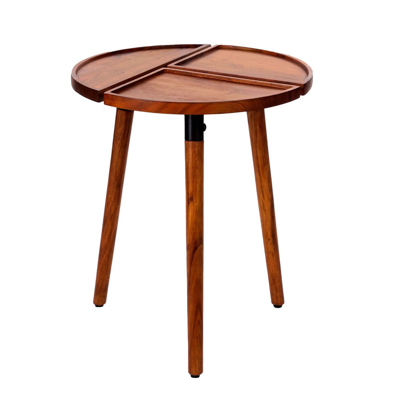 Round Acacia Wood Side Accent Table by BLAKHOM
