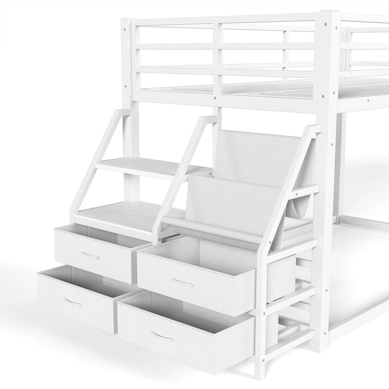 Twin Over Twin Bunk Bed with Storage Shelves and Drawers by HouseOfZazla