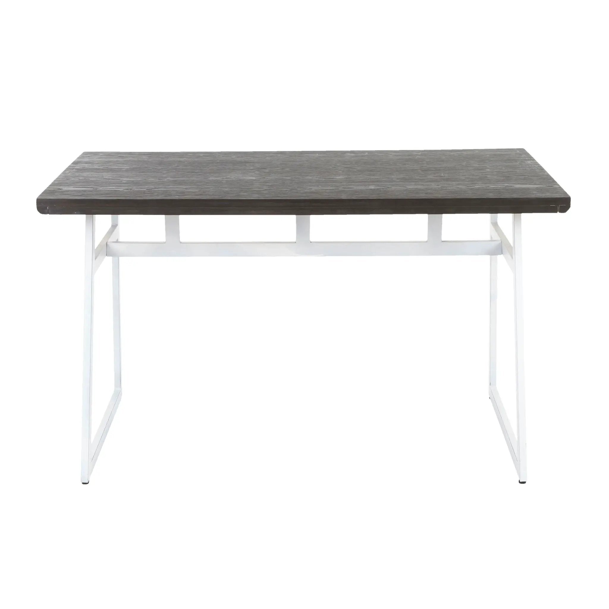 Geo - Industrial Dining Table - Vintage White / Espresso by HouseOfZazla