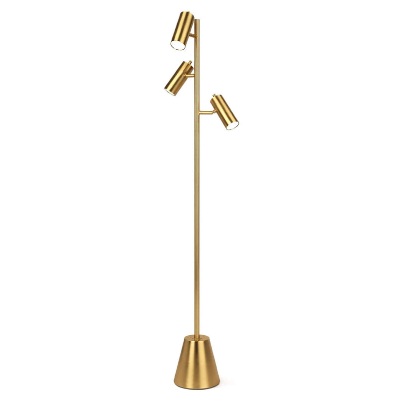 Lumina - Floor Lamp With Rotary Switch Triple Spots Cone Base - Gold by Unique Piece Furniture