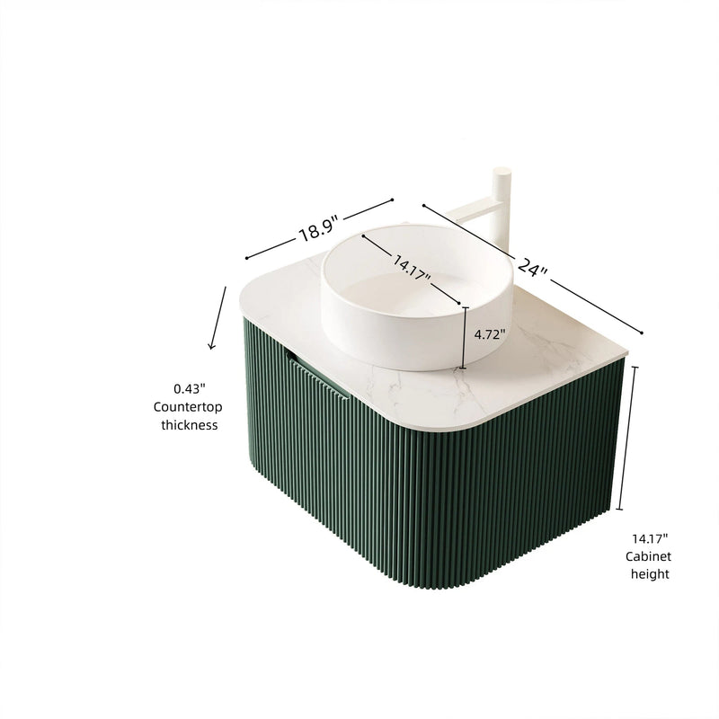 DINA 24" Bathroom Vanity & Sink, Floating Curved Edges by HouseOfZazla