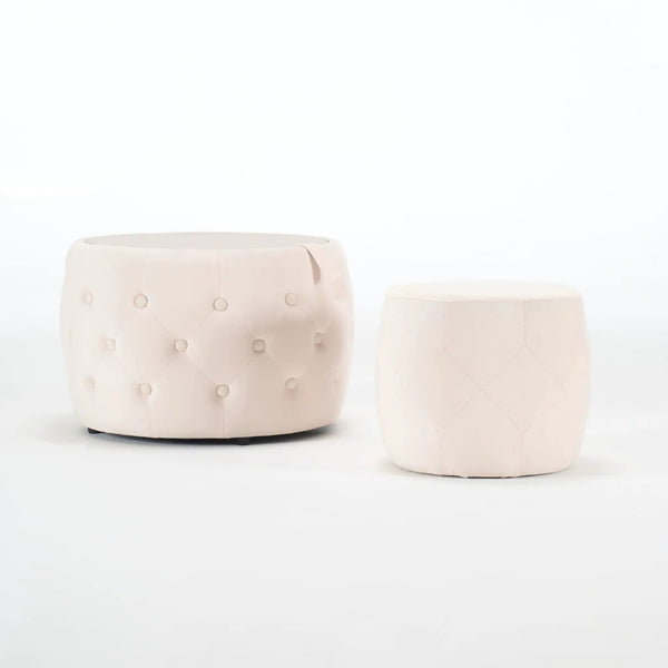Nesting Ottomans 2 Piece With Tray, 4 In 1 Function