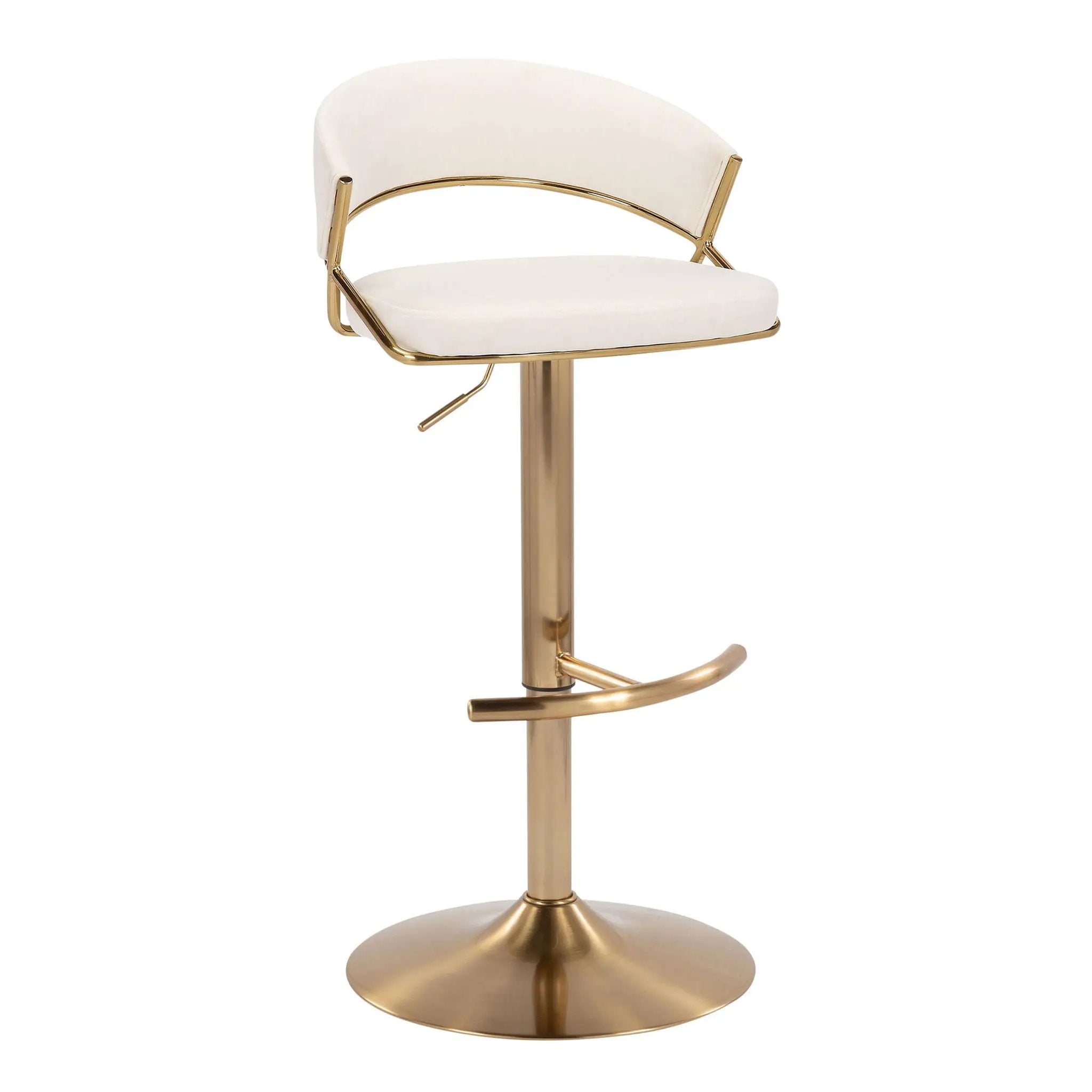 Jie - Contemporary Adjustable Barstool With Swivel With Rounded T Footrest (Set of 2) by HouseOfZazla