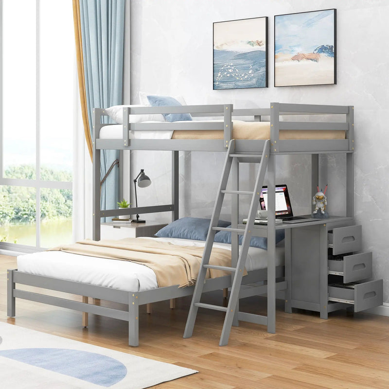 Bunk Bed With Built In Desk And 3 Drawers by Unique Piece Furniture