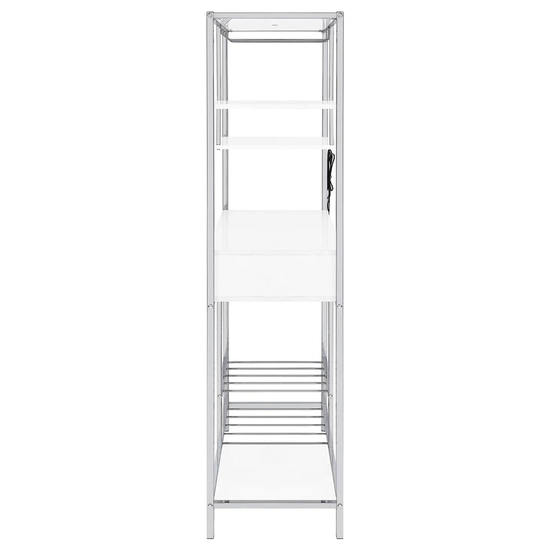 Draper - 5 Shelf LED Wine Cabinet With Pull Out Drawer - Gloss White