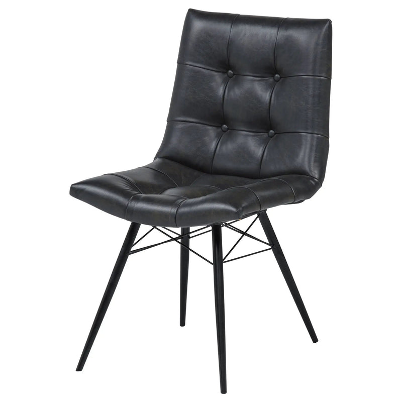 Aiken Faux Leather Upholstered Dining Side Chair Charcoal Grey (Set of 4) by Unique Piece Furniture