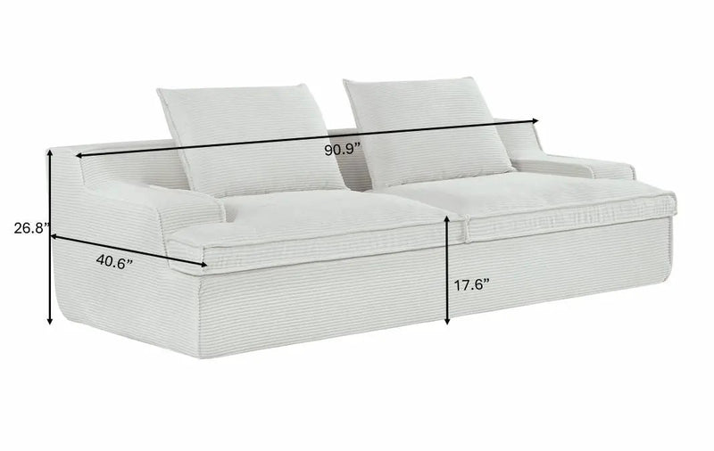 Nimbus - Oversized Full Foam 4 Seater Couch For Living Room Upholstered In Soft, Wide Armrests by HouseOfZazla