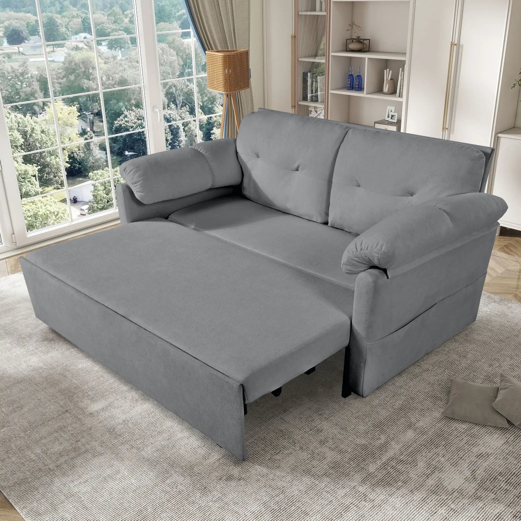 Convertible Pull Out Sofa Bed Queen Size, 3 In 1 With Side Storage by Unique Piece Furniture